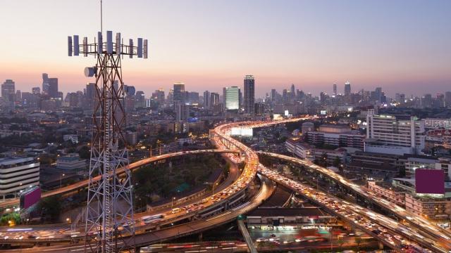 Telecommunication tower with 5G cellular network antenna. Photo credit: iStock/Kinwun.